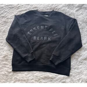 Essentials Blank Black Crewneck Sweatshirt Size M Minimal Logo Cozy Streetwear